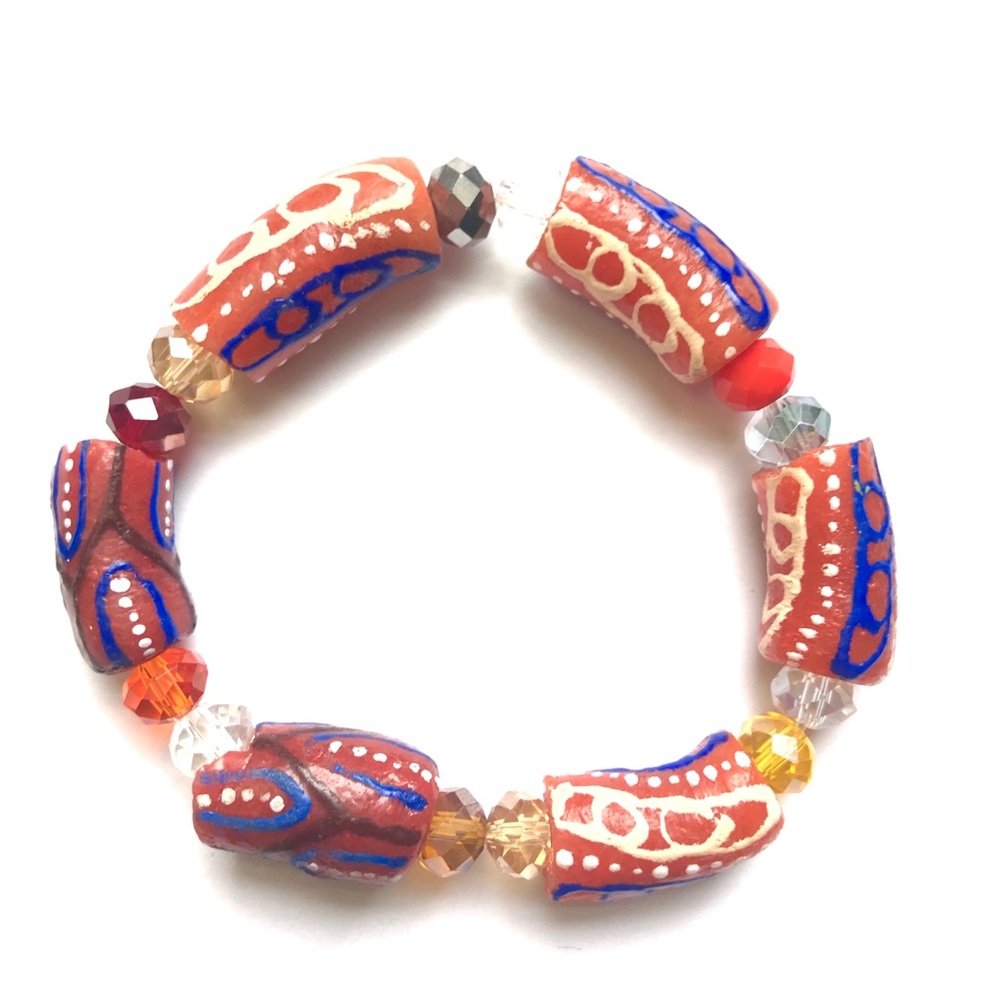 NEW Red Beaded African Bracelet